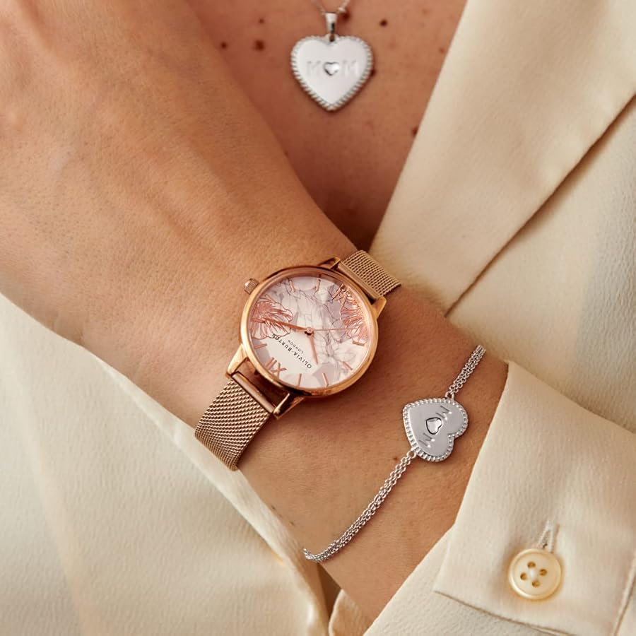 【OliviaBurton】オリビアバートン OB16VM11 腕時計 レディース Abstract Florals 30mm White & Rose Gold Mesh Watch | Olivia